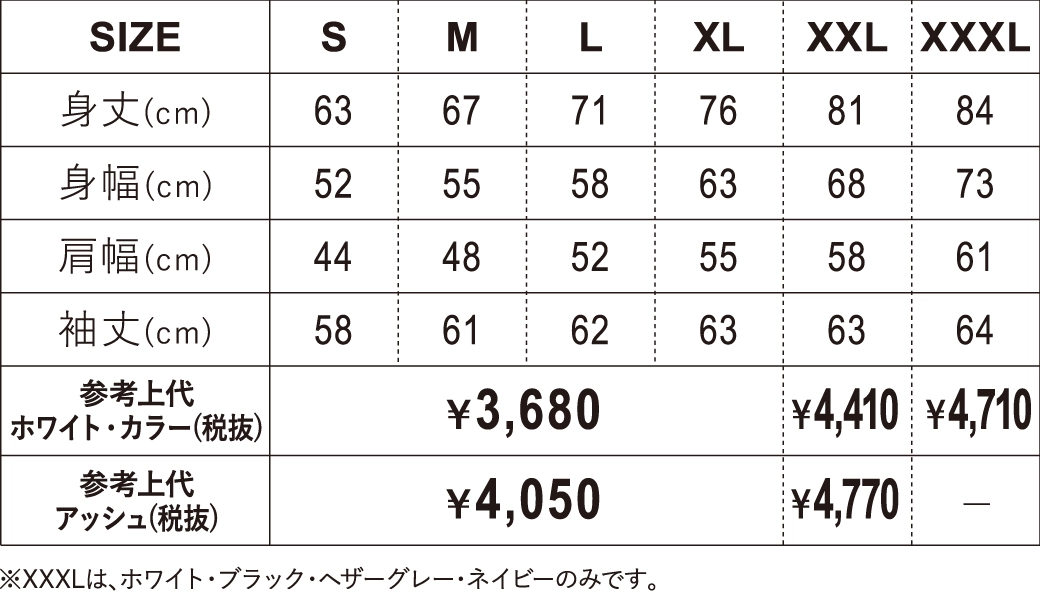 サイズ別モデル着用写真